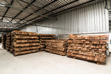 The group of wooden pallet in the factory.