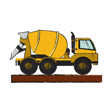construction concrete mixer truck icon over white background. vector illustration