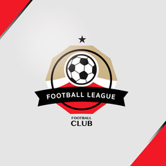 Obraz premium Soccer Football Badge greeting card typography flyer template with lettering. Poster, card, label, banner design set. Vector illustration