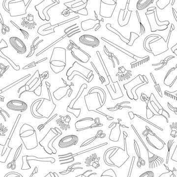 Seamless Pattern Of Garden Tools