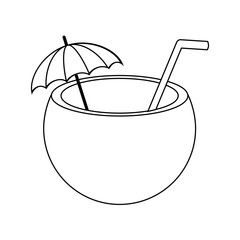 coconut cocktail icon over white background. vector illustration