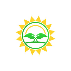 Vector abstract icon. Sun and plant logo.