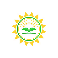 Vector abstract icon. Sun and plant logo.