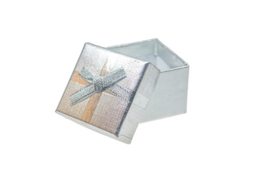 Silver Colour Gift Box On White Background