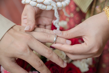 Hands ring wedding thai clothing married closeup