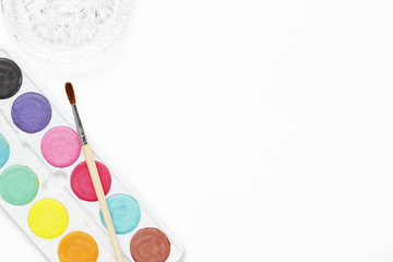 Water paint with cleaning glass on white ready for use with lots of text space