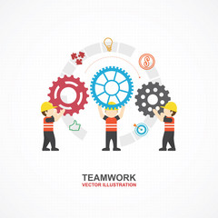 People and gear with business concept.