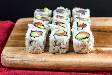 Japanese food Sushi Roll Maki of Salmon and avocado