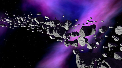 Nebula with asteroids belt