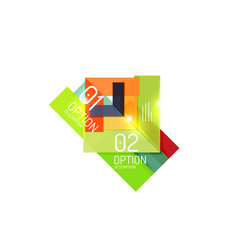 Geometric abstract composition with text and options