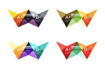 Colorful arrow option infographics banners, business geometric templates