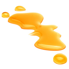 Sweet honey drips isolated on white background. Syrup droplet, n