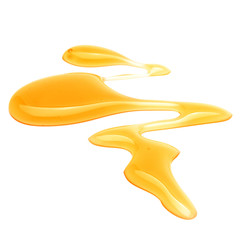 Sweet honey drips isolated on white background. Syrup droplet, n