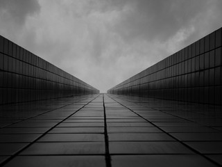Abstract beautiful infinite with perspective of high building.
