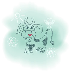 cartoon drawing of a cow