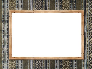 wooden frame poster mockup on textile