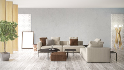 Modern bright interior . 3D rendering