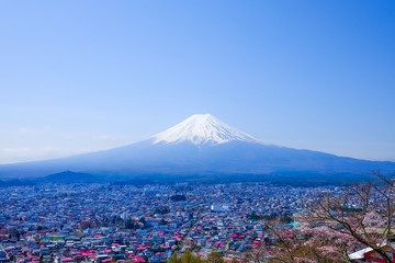 Mt. Fuji in Spring, Fujiyoshida, Japan