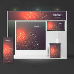 Template with branding exhibition. Mockup for advertising, corporate identity or presentation. Design elements with abstract polygonal sphere.