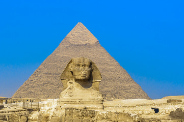 Sphinx and pyramids at Giza, Cairo