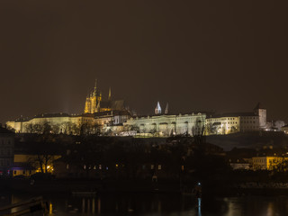 Fototapeta na wymiar Prague is the capital of the Czech Republic. political and cultural center of Bohemia. Its historic center was included in the Unesco World Heritage. landscape at the castle in the night.