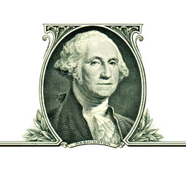 George Washington on one dollar isolated on white background
