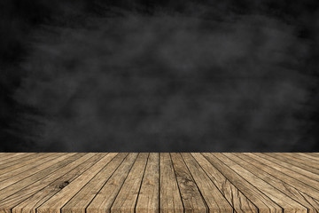 chalk board background wall texture with old vintage wooden frame,blackboard concept.use for work backdrop with grunge aged old wood striped perspective:veneer panel plank.advertise product on display
