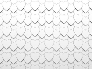 White background of hearts. 3d illustration