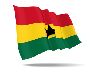 illustration Republic of Ghana flag waving Isolated on White Background,vector