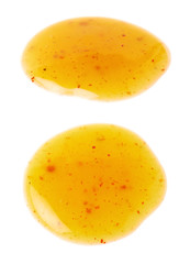 Round spill stain of sauce isolated