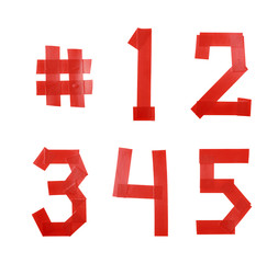 Set of numbers made of insulating tape