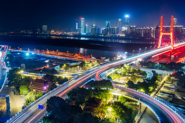 Fototapeta na wymiar urban traffic with cityscape in Shenzhen,China.