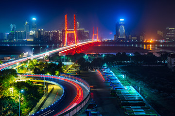 Fototapeta na wymiar urban traffic with cityscape in Shenzhen,China.