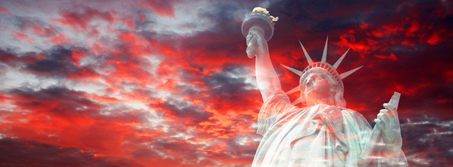 Statue of liberty with ghostly effect - New York City