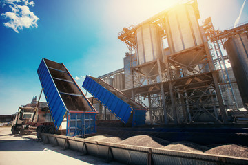 Set of storage tanks cultivated agricultural crops processing pl © standret