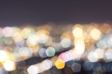 Blurred focus of big city in night time