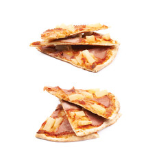 Hawaiian pizza composition isolated