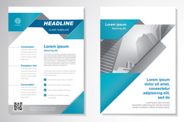 Vector Brochure Flyer design Layout template, size A4, Cover annual report, triangles design, blue color front page and back page,Easy to use and edit.