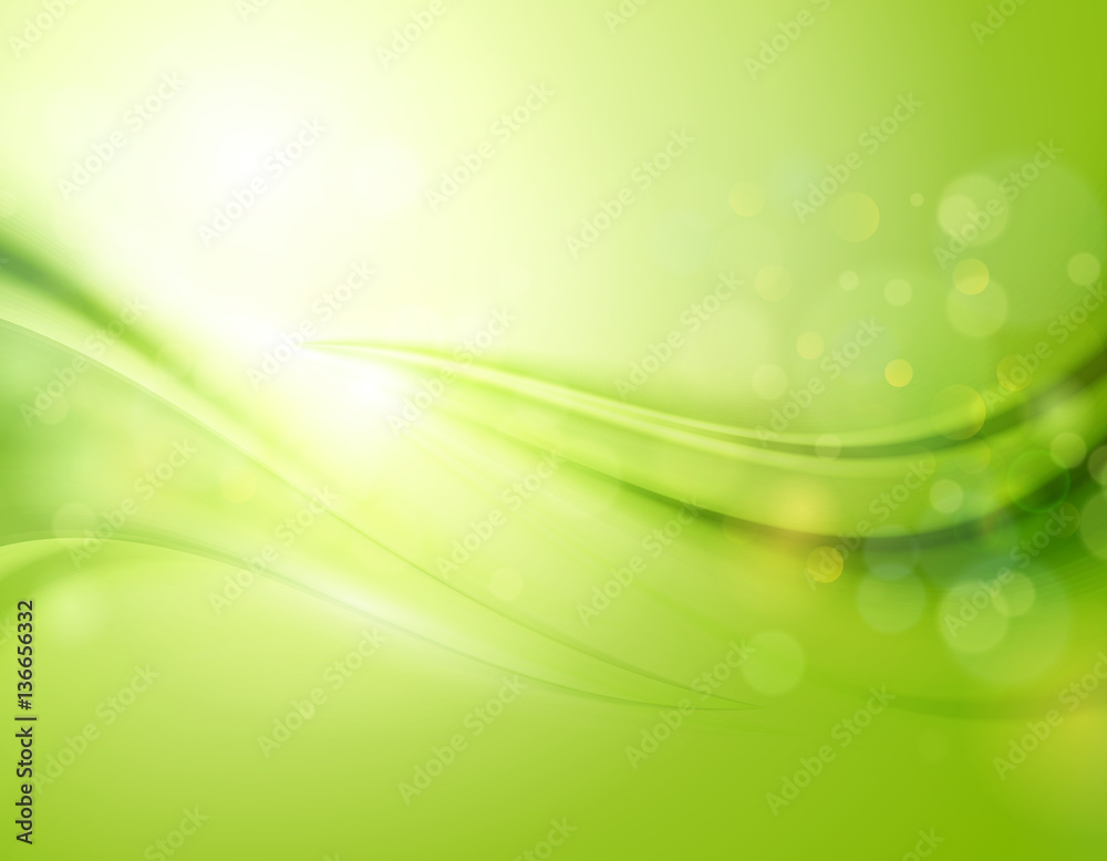 Poster smooth light blue waves lines and lens flares vector abstract background.