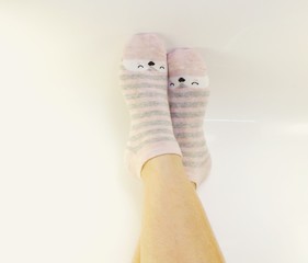 woman feet relaxing and comfort holiday concept background vintage toning