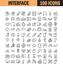 Universal thin line icon set