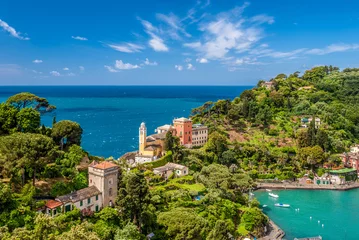 Fototapete Rund Ligurien Portofino village on Ligurian coast, Italy  © haveseen