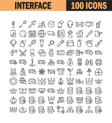 Universal thin line icon set