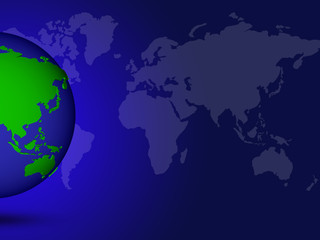 Fototapeta na wymiar Partial globe with the world map background