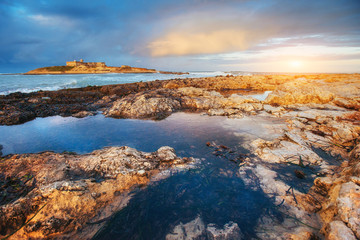 Spring panorama of sea coast city Trapany. Sicily, Italy, Europe