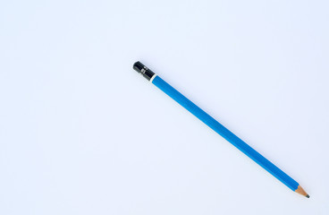 Blue pencil on blank paper