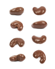 Chocolate coated cashew nut isolated