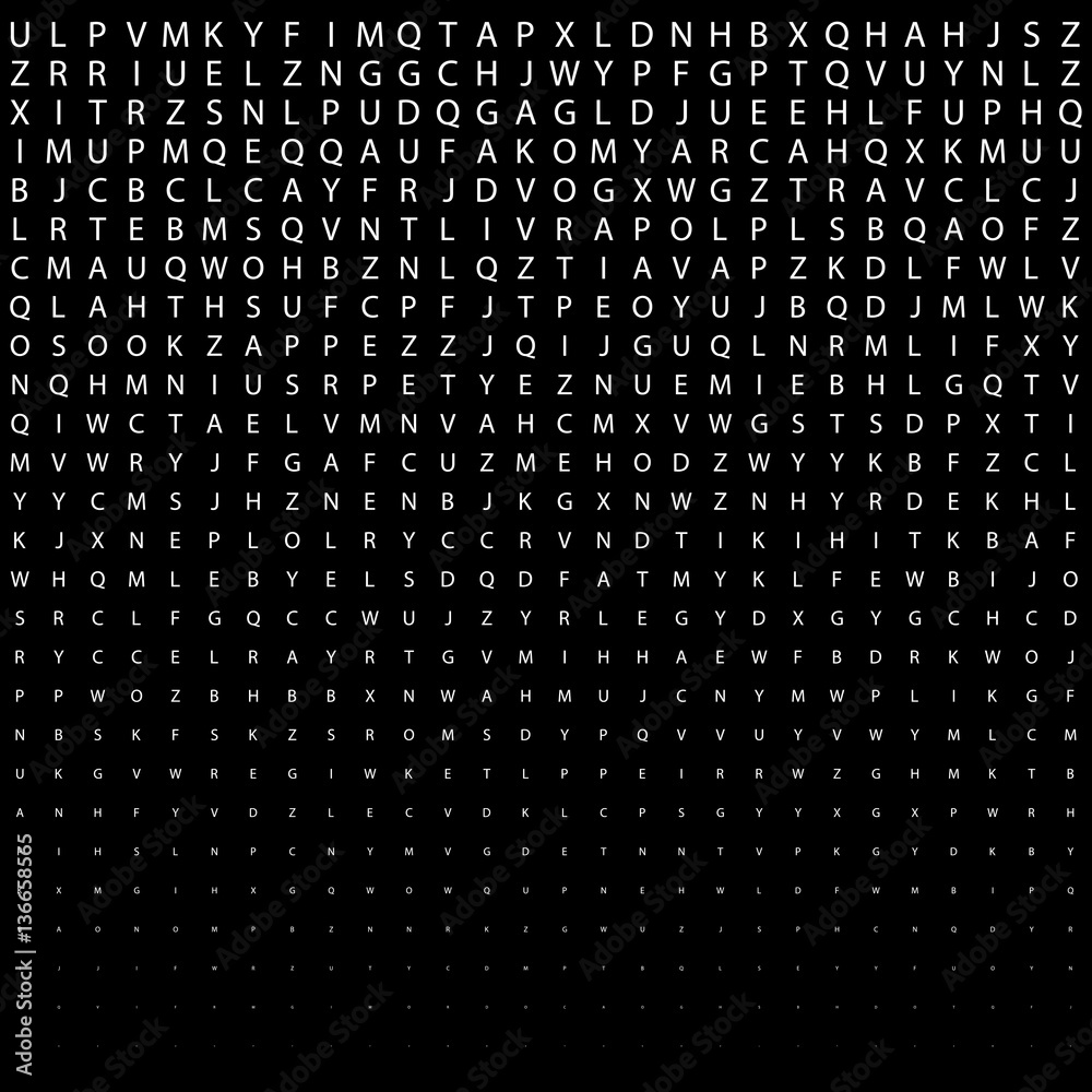 Poster Abstract black and white deco art print halftone pattern with letters