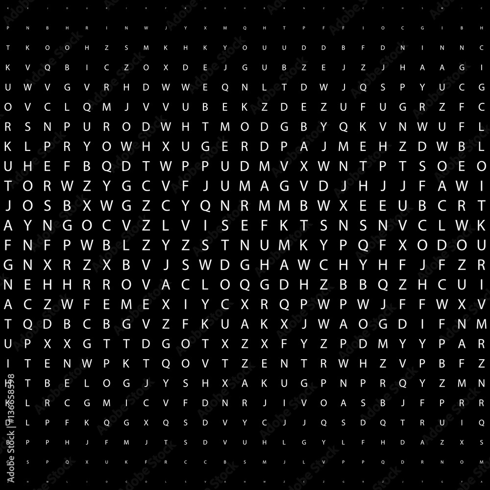 Poster Abstract black and white deco art print halftone pattern with letters