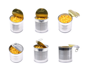 Canned corn in a tincan isolated